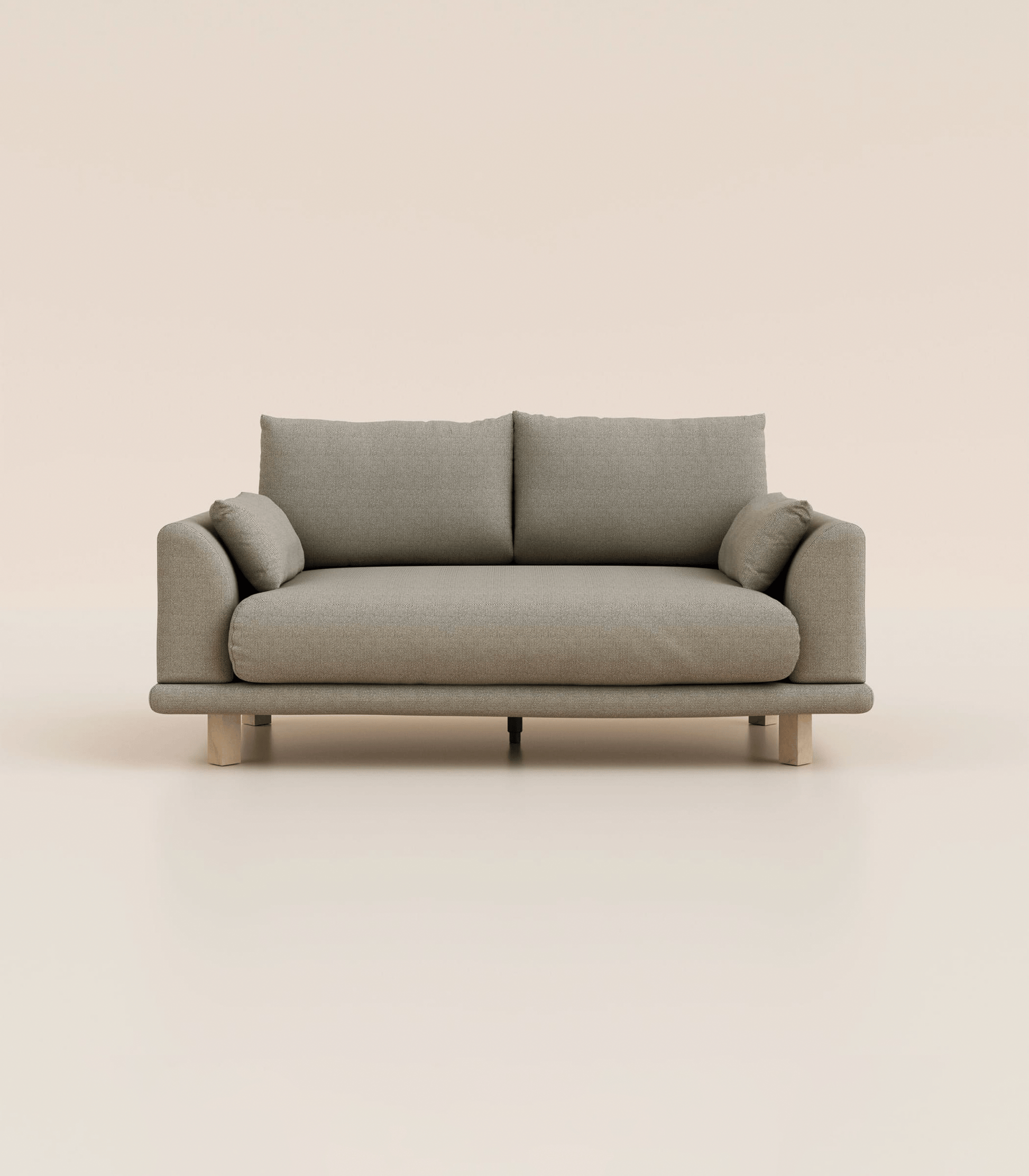 Canapé Gris Nuage-2 places-Pieds carrés - Bois clair