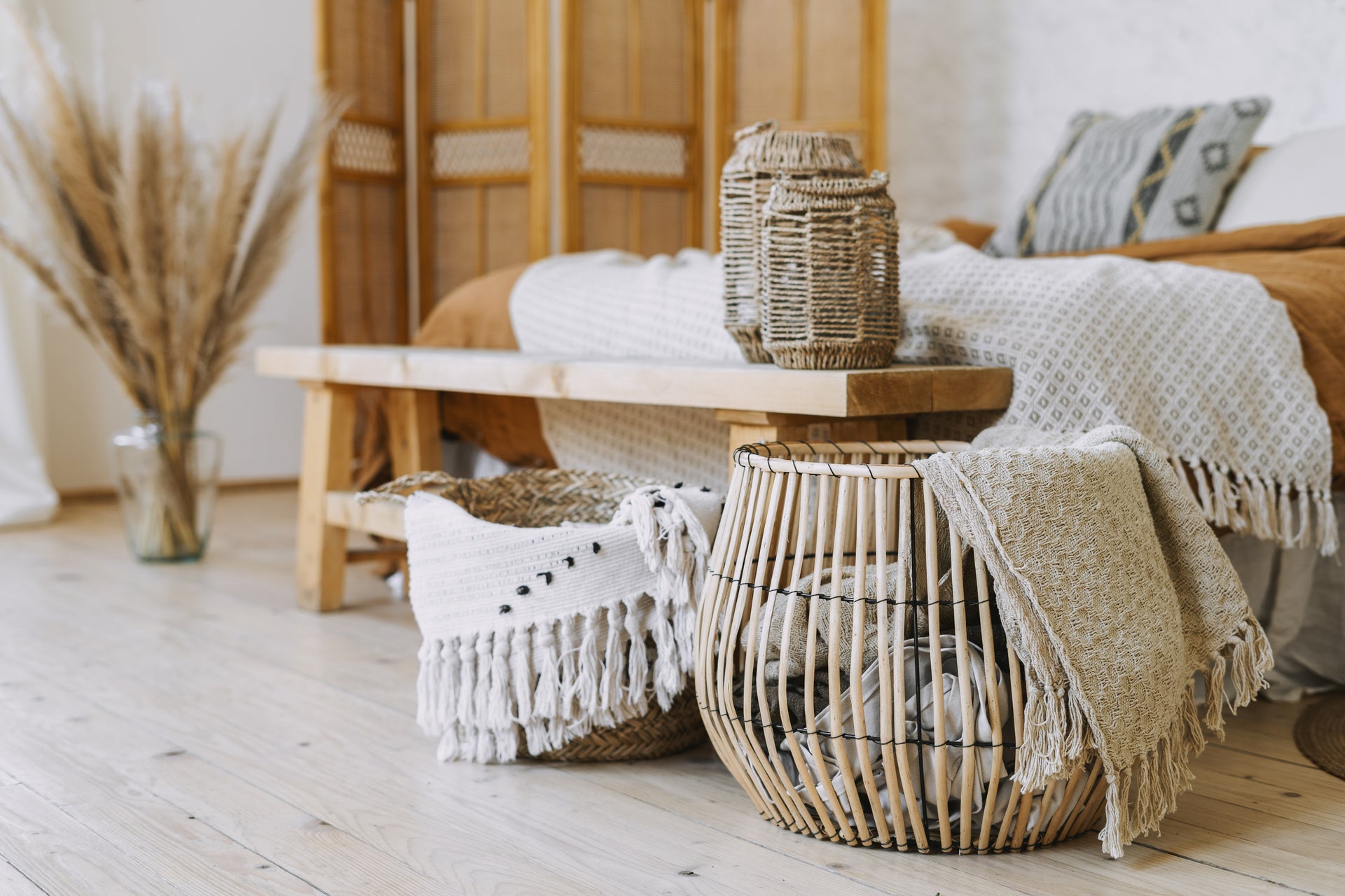 Dessus-de-lit Fait Main En Coton - Beige, Dimensions Double (190x230 Cm)