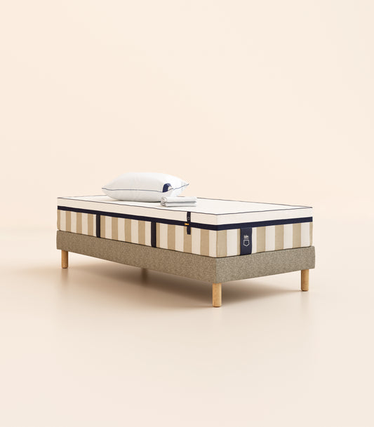 #fr#Matelas Hybride Premium|Premium|Sommier tapissier|Gris|Pieds Hêtre clair