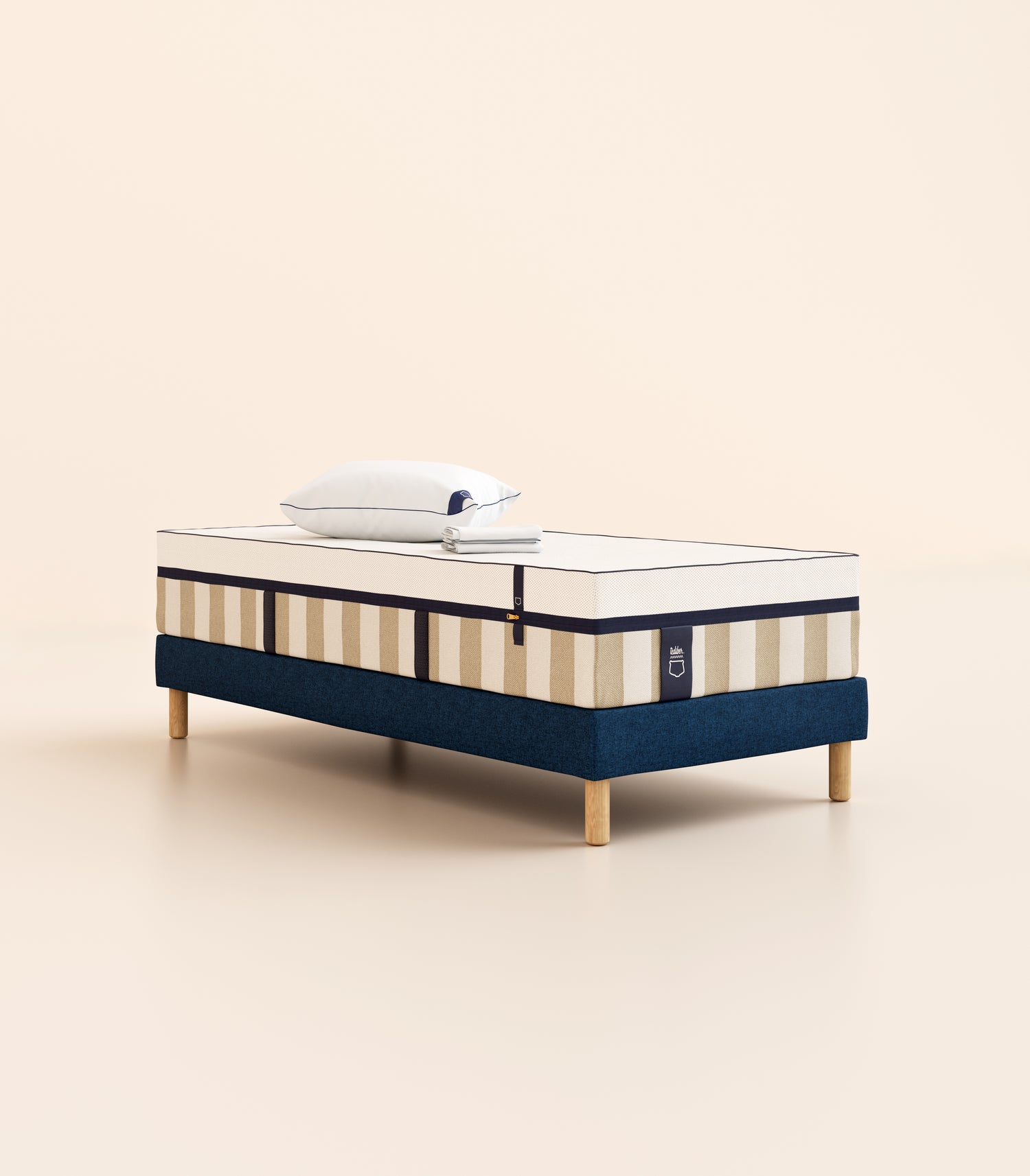 #fr#Matelas Hybride Infinite®|Infinite|Sommier tapissier|Bleu|Pieds Hêtre clair|Plus