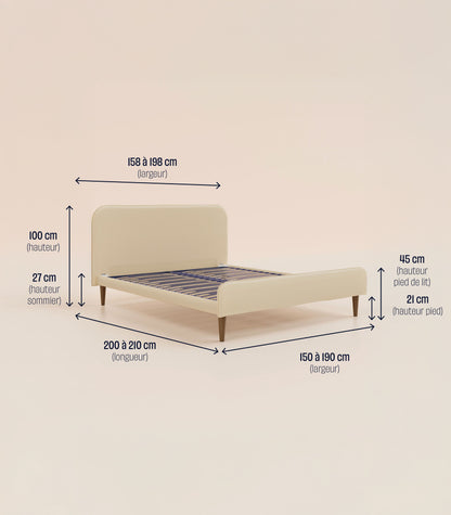 Lit scandi Beige Velouté