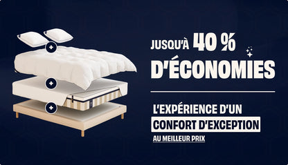 Pack Lit 5 étoiles Matelas Hybride Air+-Hybride Air+-Sommier tapissier-Beige-Pieds Hêtre clair-Standard
