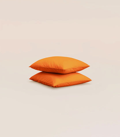 Taies d'oreiller en percale de coton Taies d&#39;oreiller en percale de coton - Orange magma
