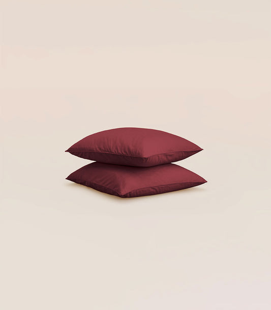 Taies d'oreiller en percale de coton - Rouge tanin
