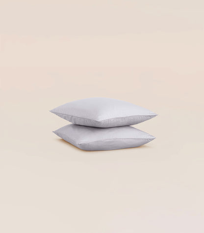 Taies d'oreiller en satin de coton Taies d&#39;oreiller en satin de coton - Gris Ecume