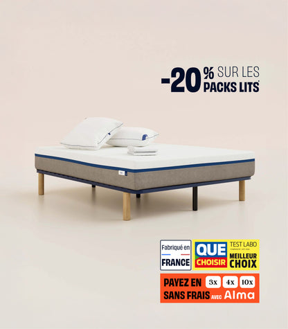 Pack lit 2 places Tediber-Sommier à lattes