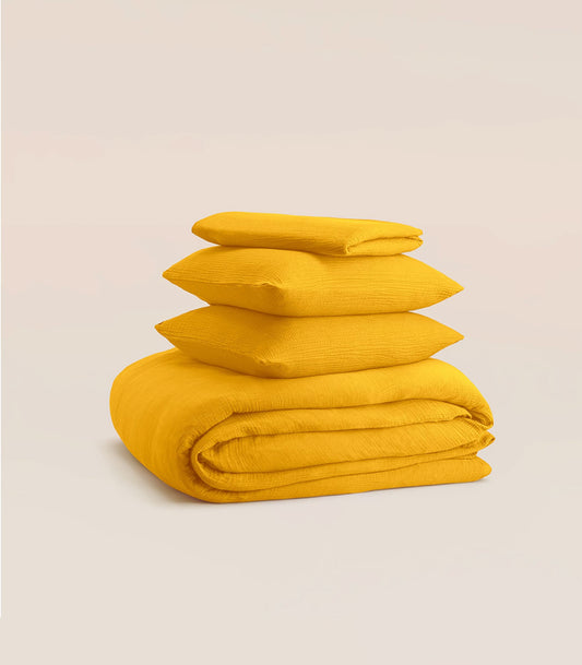 Parure en gaze de coton - Jaune safran