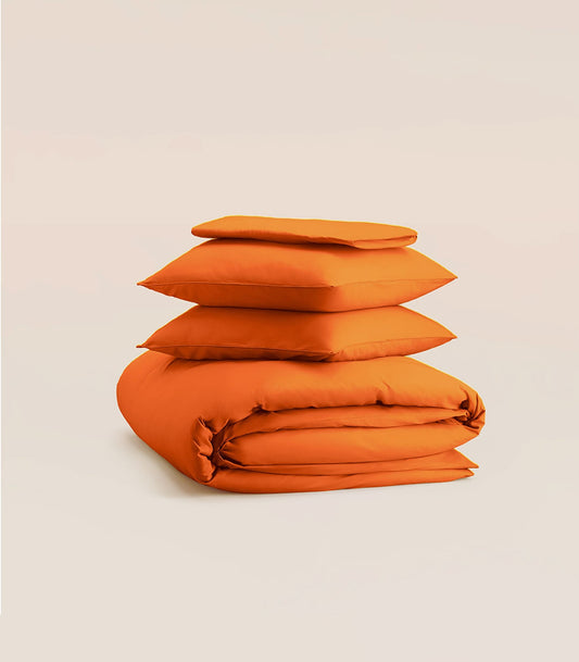 Parure en percale de coton - Orange Magma