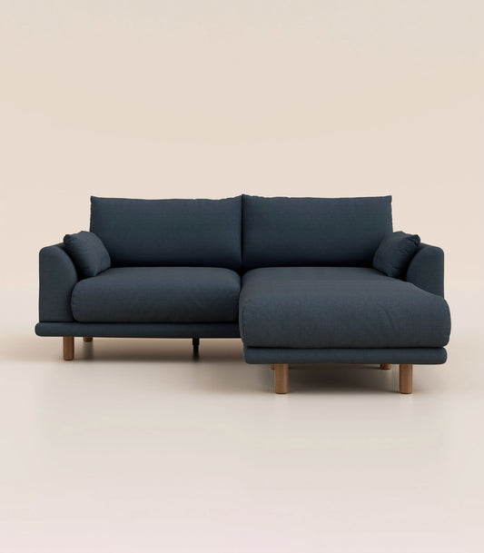 #fr#Bleu Profond|4 places|Pieds ronds - Bois foncé