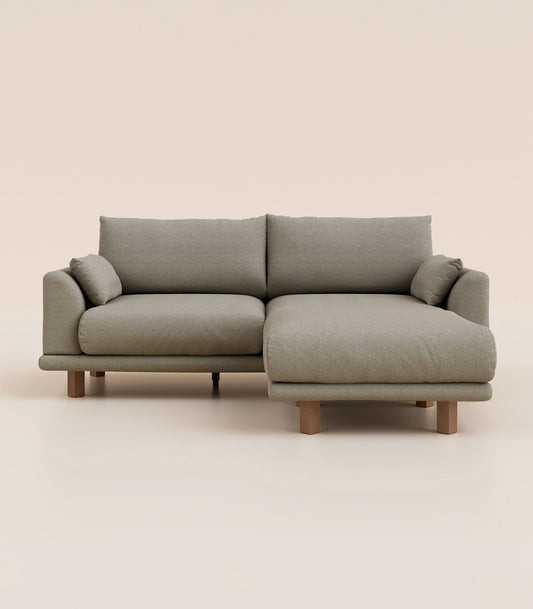 #fr#Gris Nuage|4 places|Pieds carrés - Bois foncé