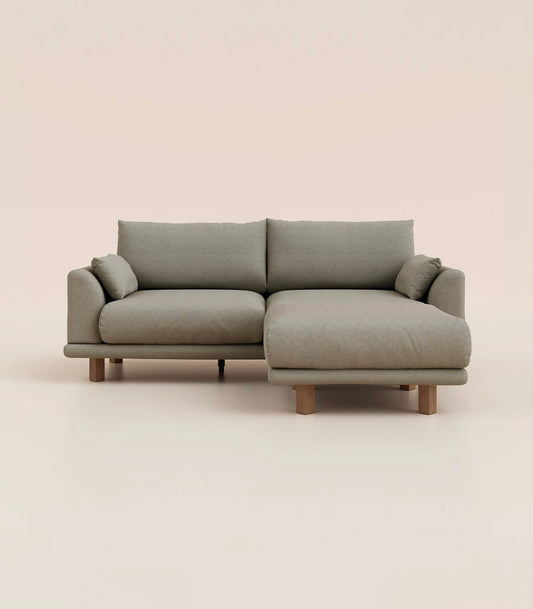 #fr#Gris Nuage|4 places|Pieds carrés - Bois foncé