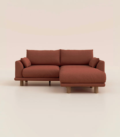 Canapé d'angle Terracotta-4 places-Pieds carrés - Bois foncé