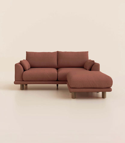 Canapé d'angle Terracotta-3 places-Pieds carrés - Bois foncé