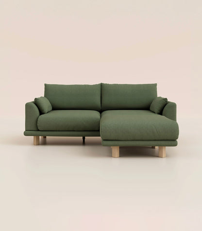 Canapé d'angle Vert Kaki-4 places-Pieds carrés - Bois clair