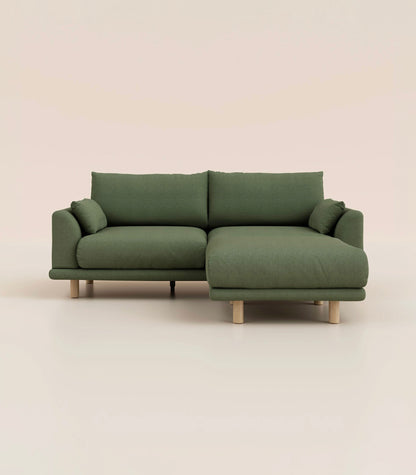 Canapé d'angle Vert Kaki-4 places-Pieds ronds - Bois clair