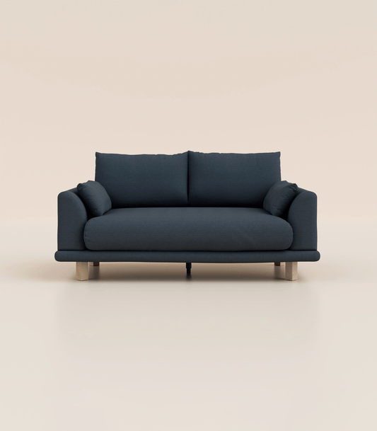 #fr#Bleu Profond|2 places|Pieds carrés - Bois clair