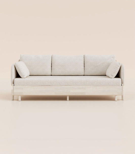 #fr#Tissu Crème|Bois clair|Accoudoirs en tissu