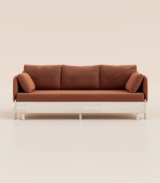#fr#Tissu Terracotta|Bois clair|Accoudoirs en tissu