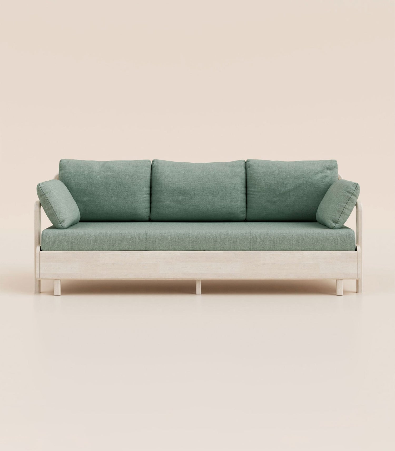 #fr#Tissu Vert sauge|Bois clair|Accoudoirs en bois