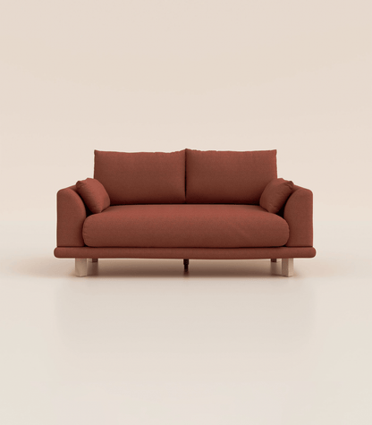 Canapé Terracotta-2 places-Pieds carrés - Bois clair
