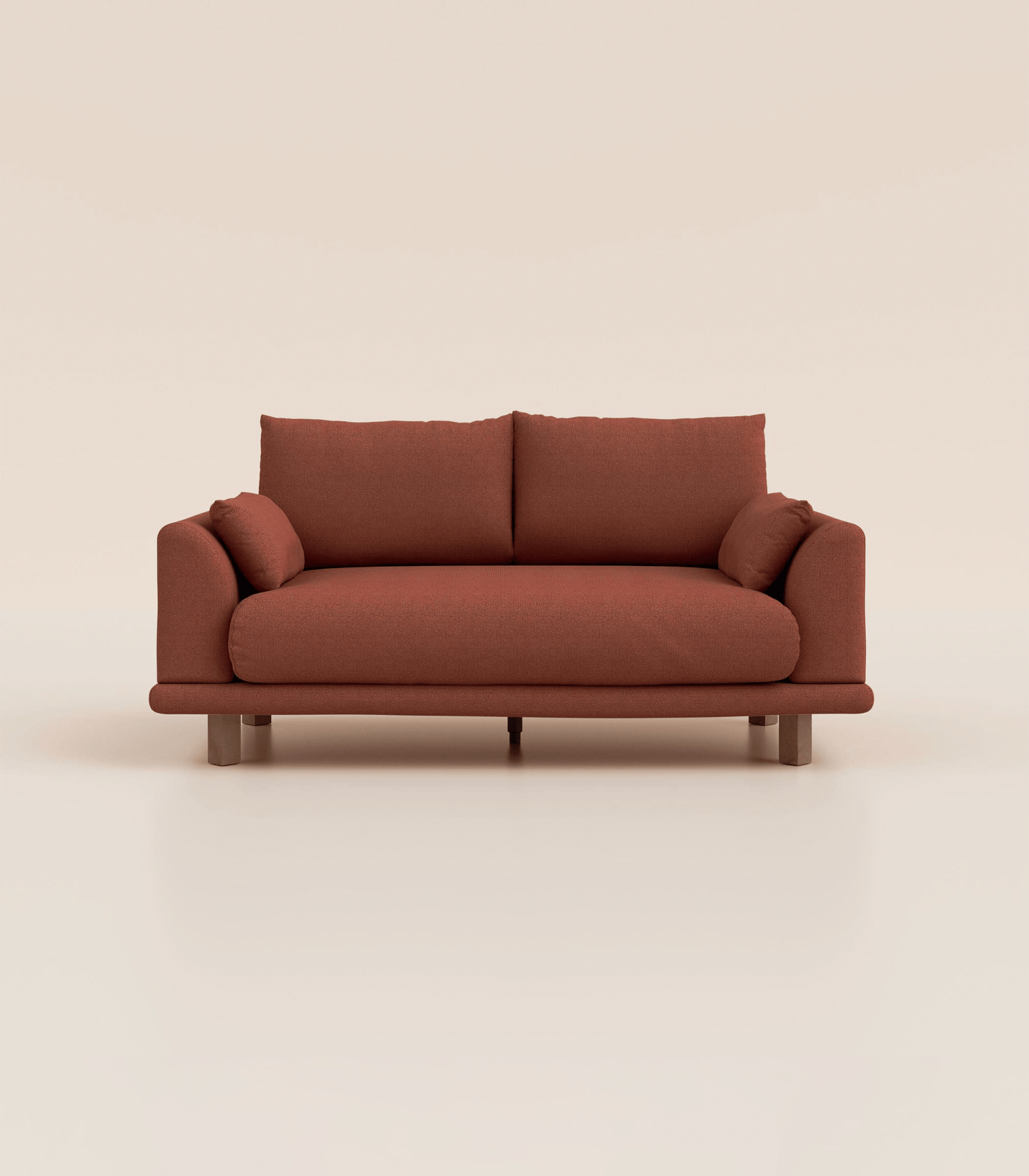 Canapé Terracotta-2 places-Pieds carrés - Bois foncé