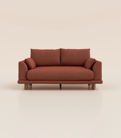 Canapé Terracotta-2 places-Pieds carrés - Bois foncé