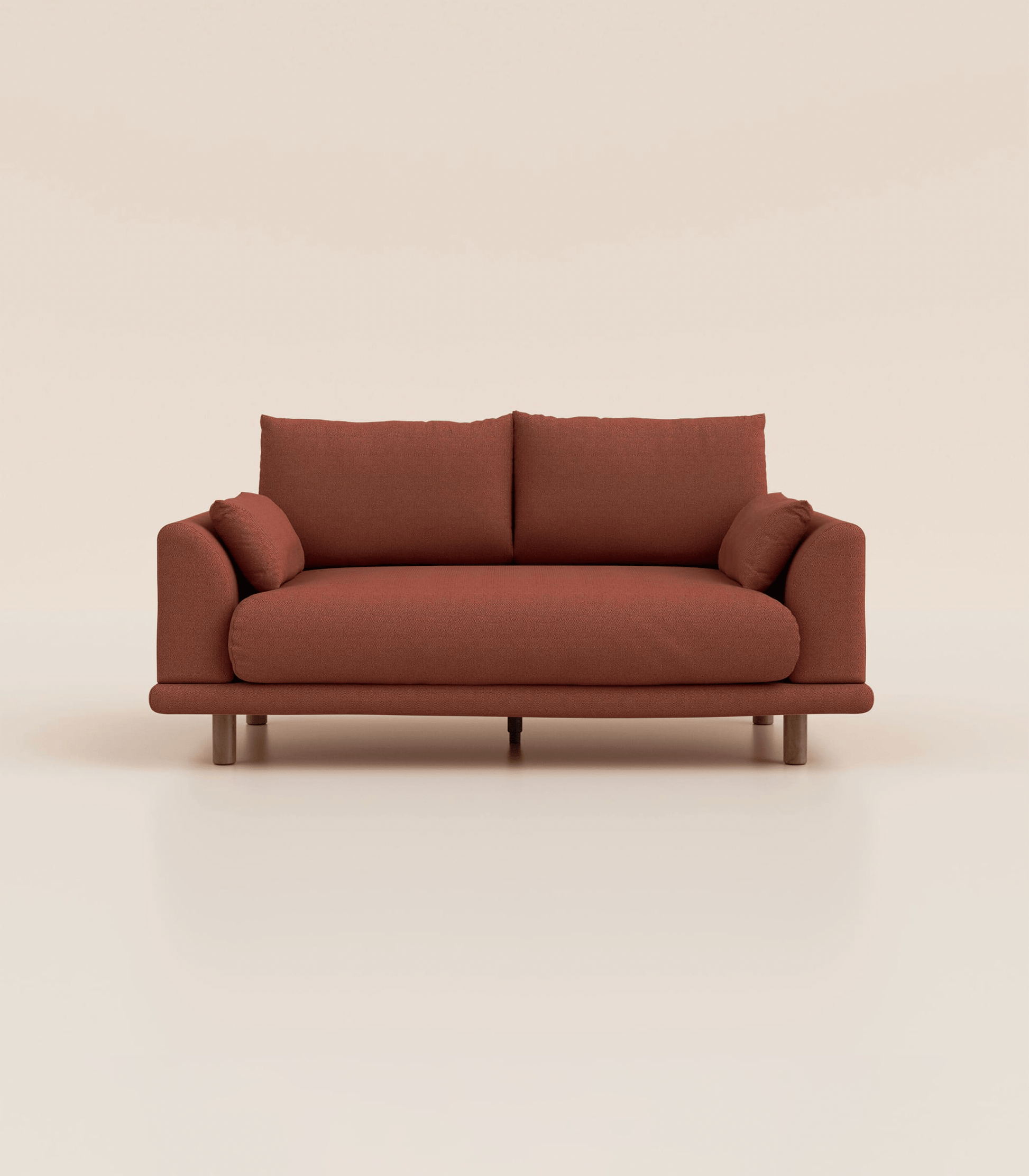 Canapé Terracotta-2 places-Pieds ronds - Bois foncé