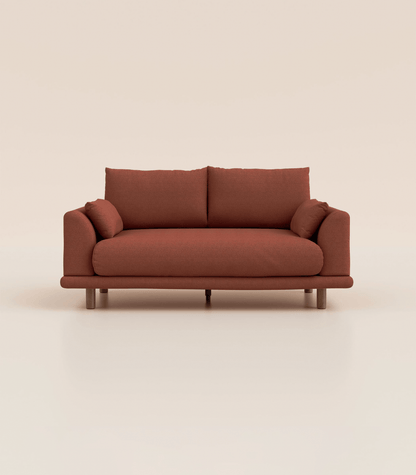 Canapé Terracotta-2 places-Pieds ronds - Bois foncé