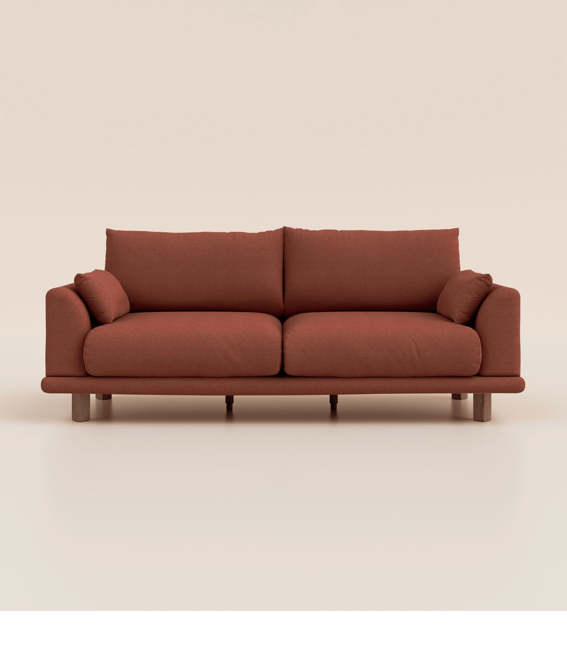 Canapé Terracotta-4 places-Pieds carrés - Bois foncé