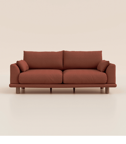 Canapé Terracotta-4 places-Pieds carrés - Bois foncé