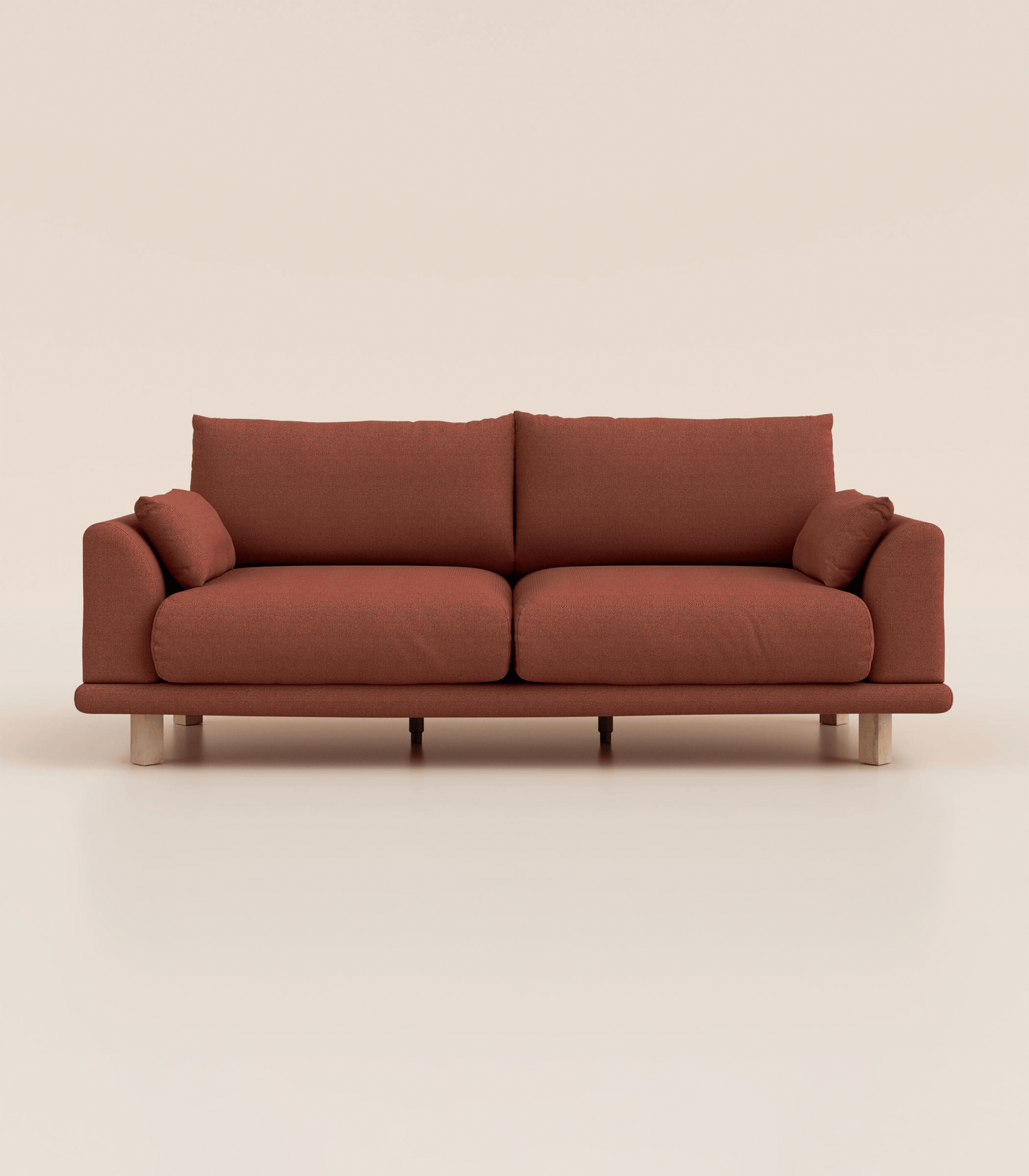 Canapé Terracotta-4 places-Pieds carrés - Bois clair
