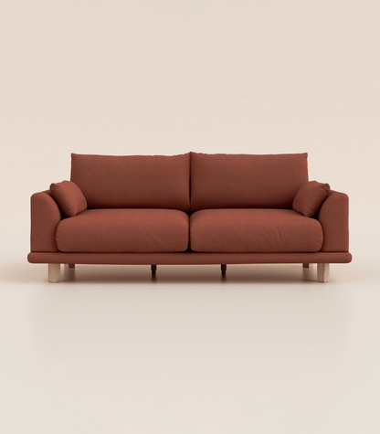 Canapé Terracotta-4 places-Pieds carrés - Bois clair