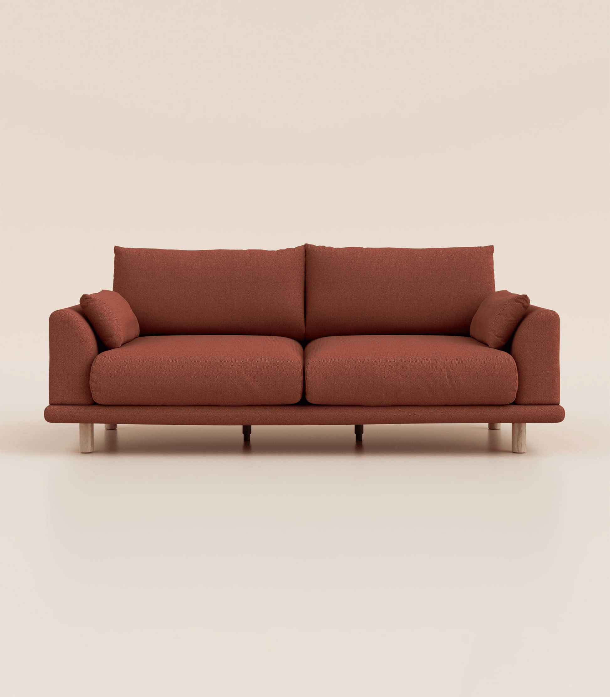 Canapé Terracotta-4 places-Pieds ronds - Bois clair