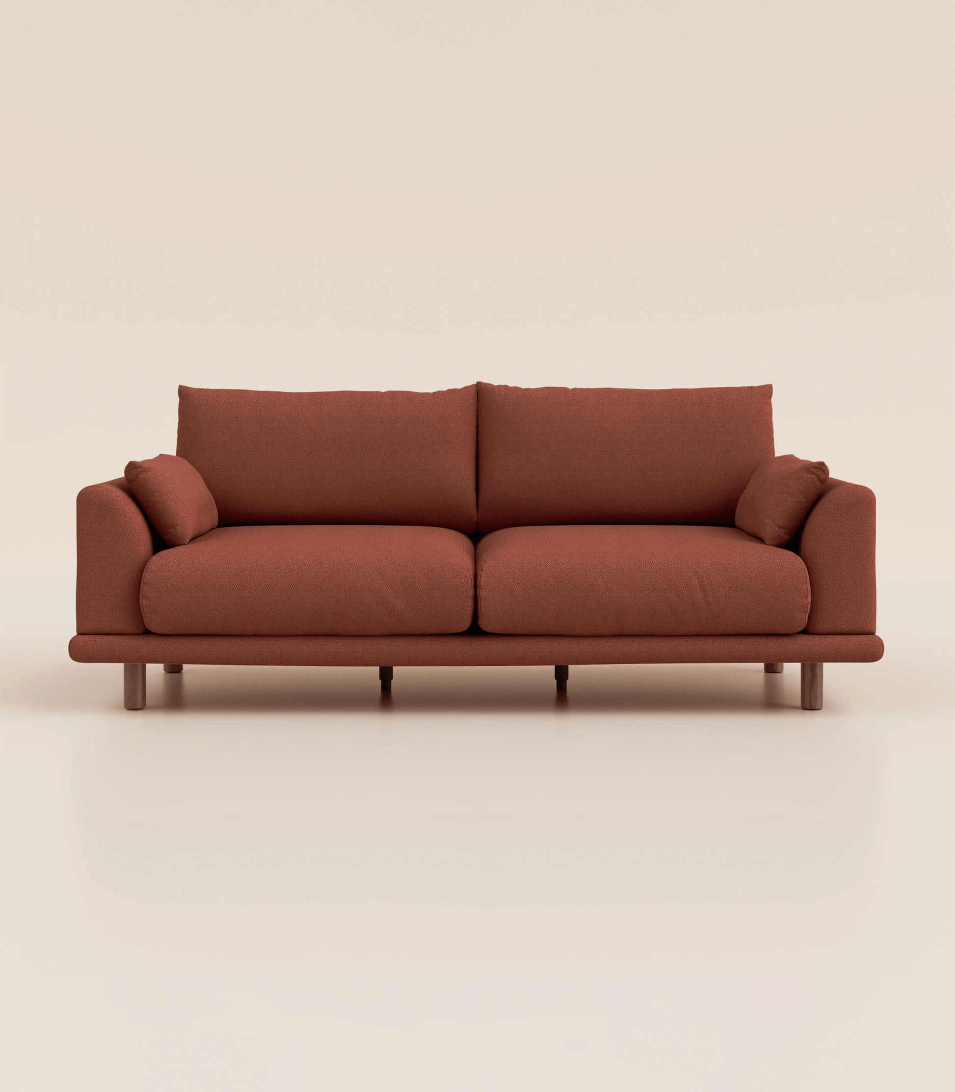 Canapé Terracotta-4 places-Pieds ronds - Bois foncé