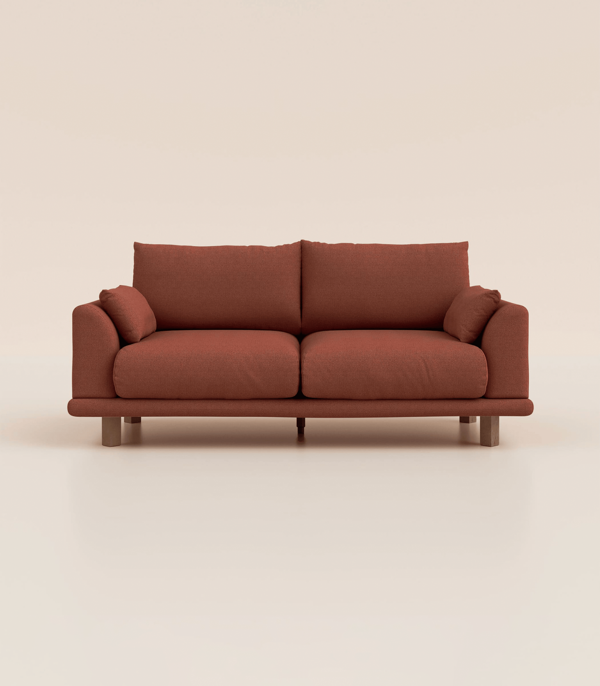 Canapé Terracotta-3 places-Pieds carrés - Bois foncé