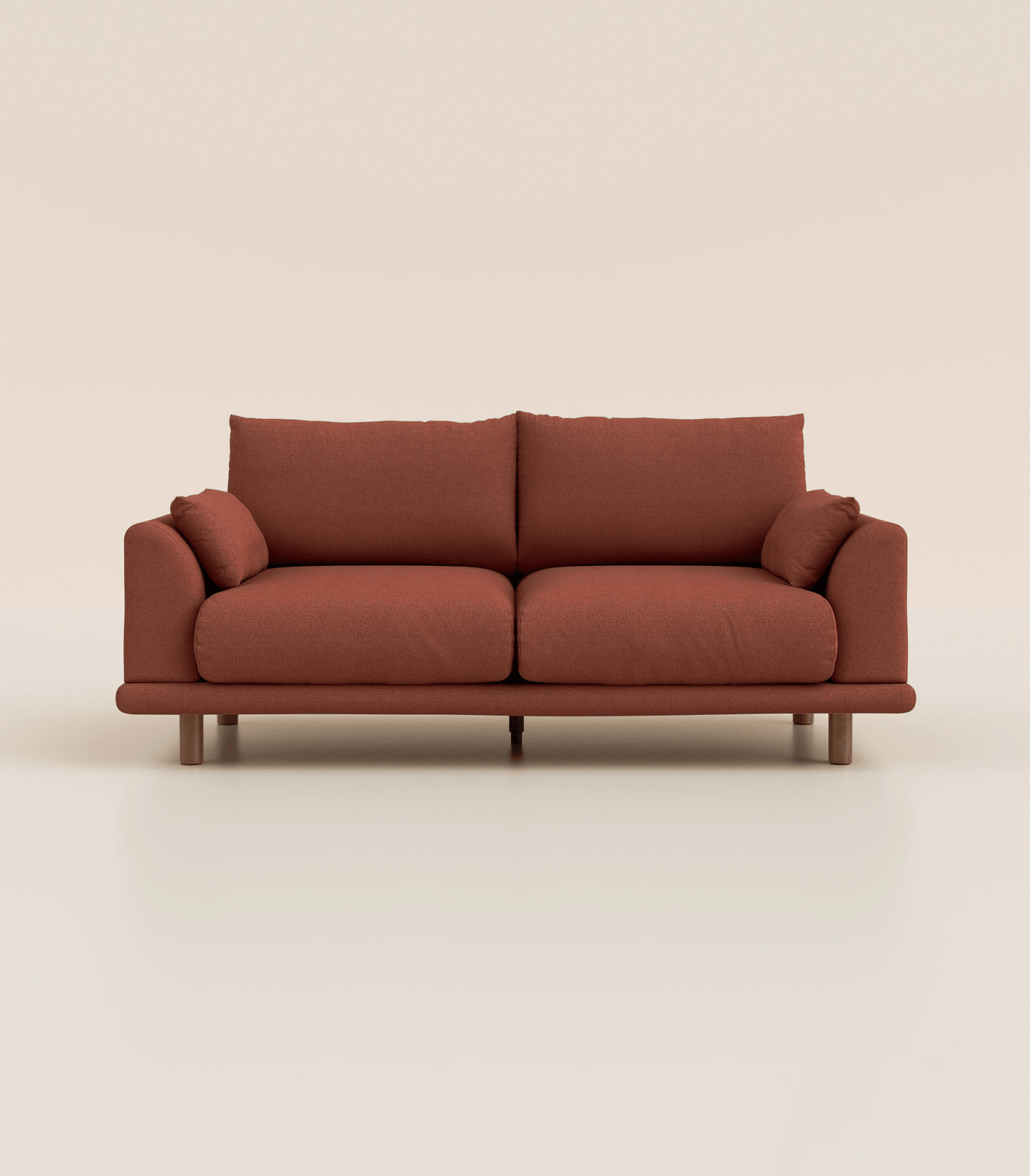 Canapé Terracotta-3 places-Pieds ronds - Bois foncé