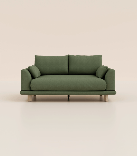 #fr#Vert Kaki|2 places|Pieds carrés - Bois clair
