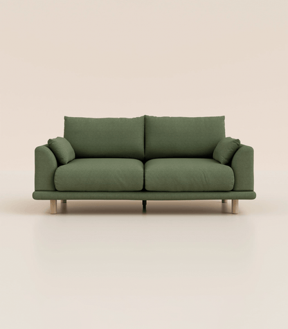 Canapé Vert Kaki-3 places-Pieds ronds - Bois clair