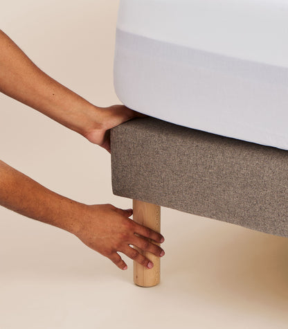 Sommier tapissier Gris-Bibloc-Pieds Hêtre clair