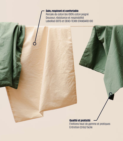 Drap housse percale de coton bio enfant Drap housse percale de coton bio enfant - Beige Ivoire