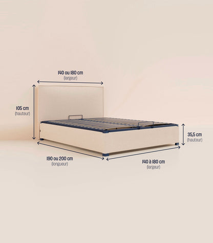 Lit coffre Gris-Plus