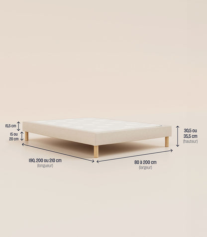 Sommier tapissier Beige-Pieds Hêtre clair