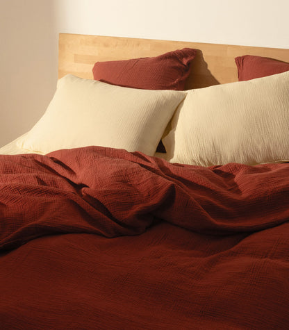 Drap housse en gaze de coton Drap housse en gaze de coton - Orange corail