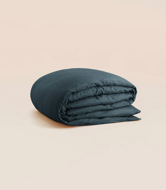 Housse de couette en lin lavé - Gris ardoise