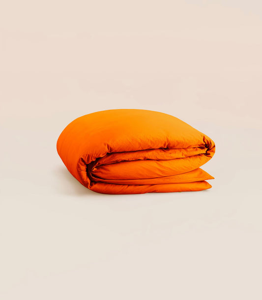 Housse de couette en percale de coton - Orange magma