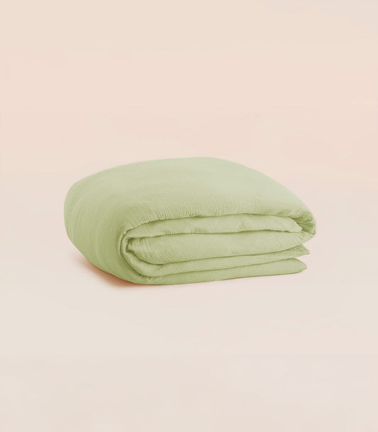 Housse de couette en gaze de coton - Vert amande