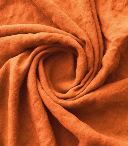 Housse de couette en lin lavé - Orange terracotta
