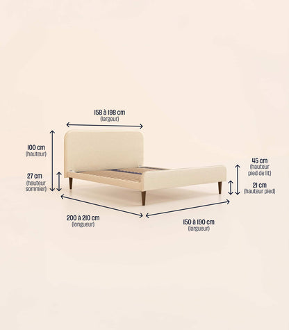 Lit scandi Beige Bouclé-Standard