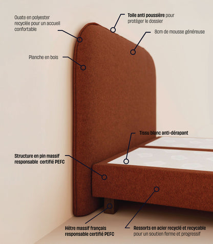 Lit boxspring Lit boxspring - Acajou velouté