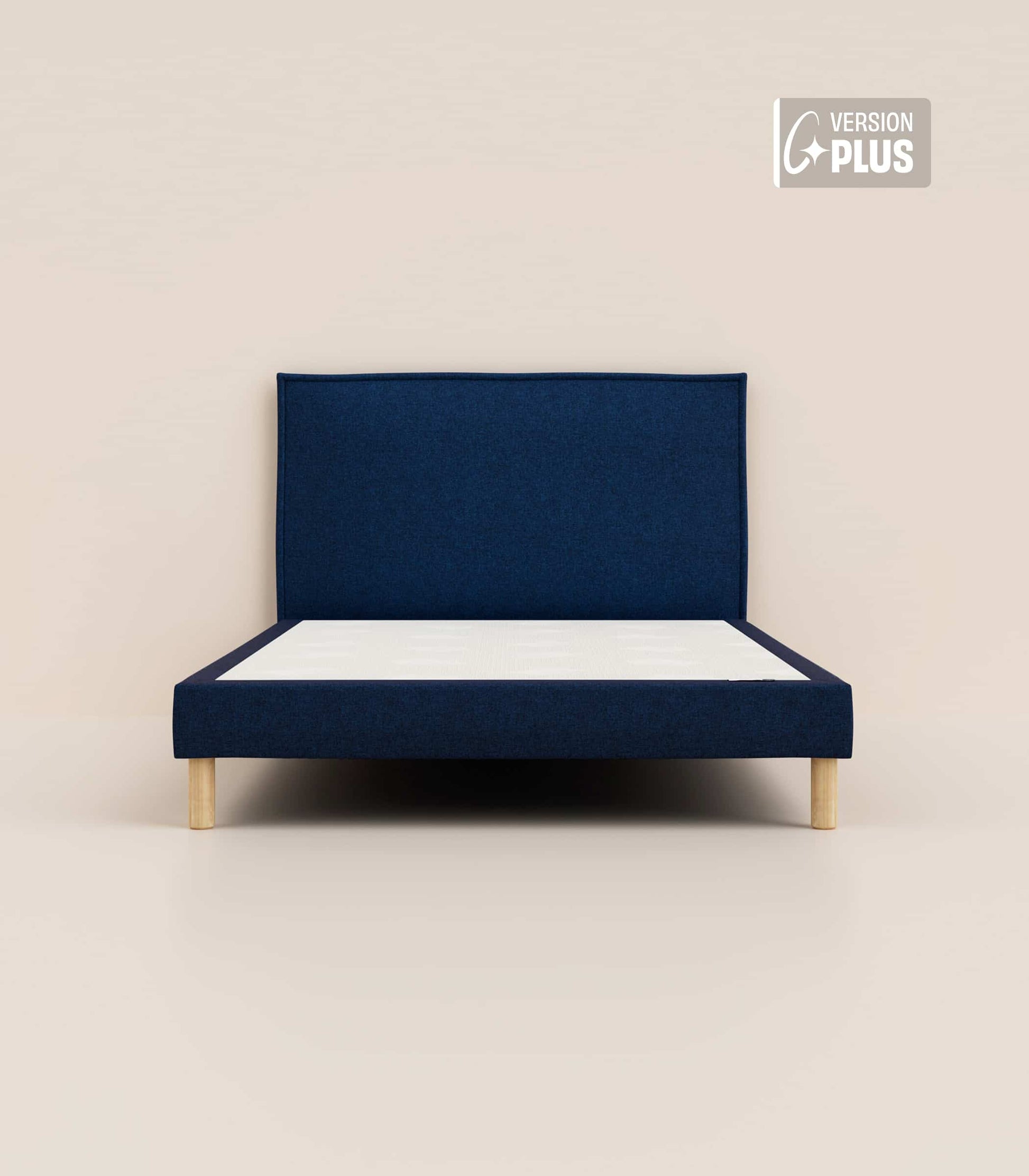 Lit tapissier Bleu-Pieds Hêtre clair-Plus